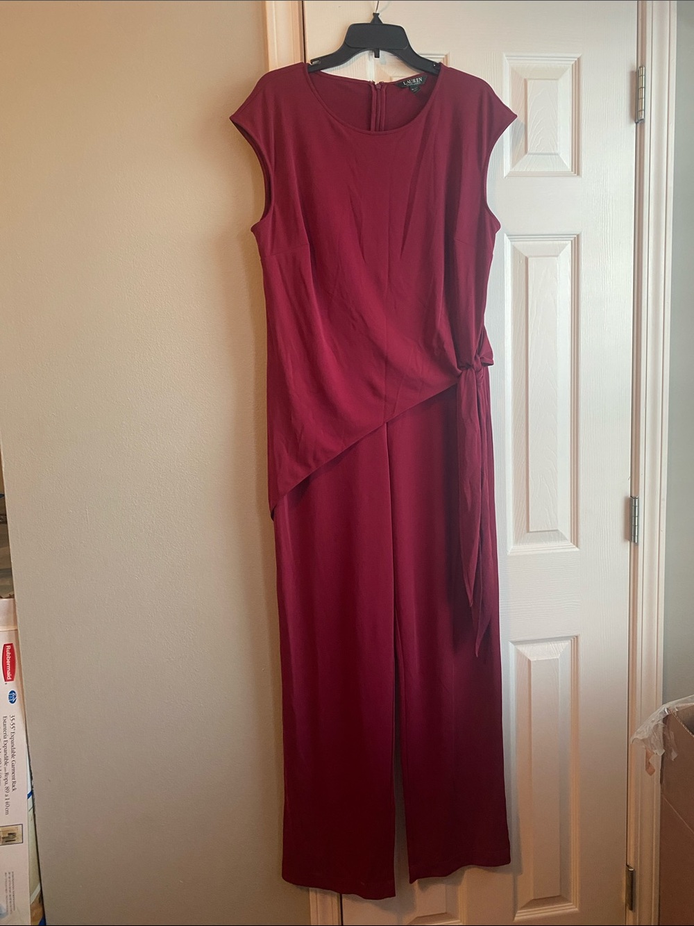 Sleeveless Wine maroon Jumpsuit with Side Tie